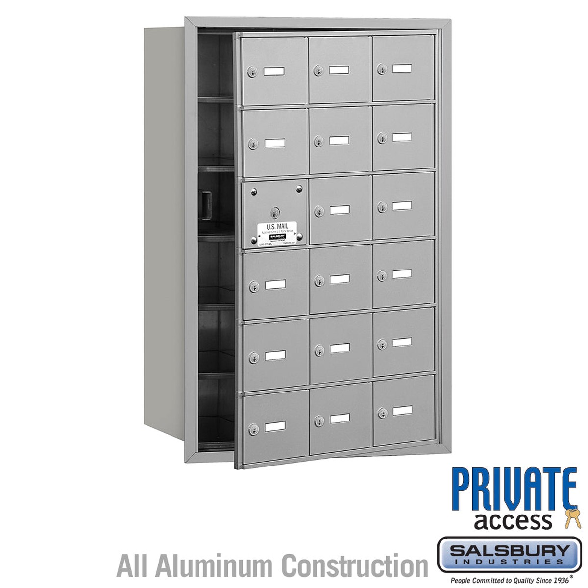 4B+ Horizontal Mailbox with 18 A Doors, Aluminum, Front Loading, Private Access