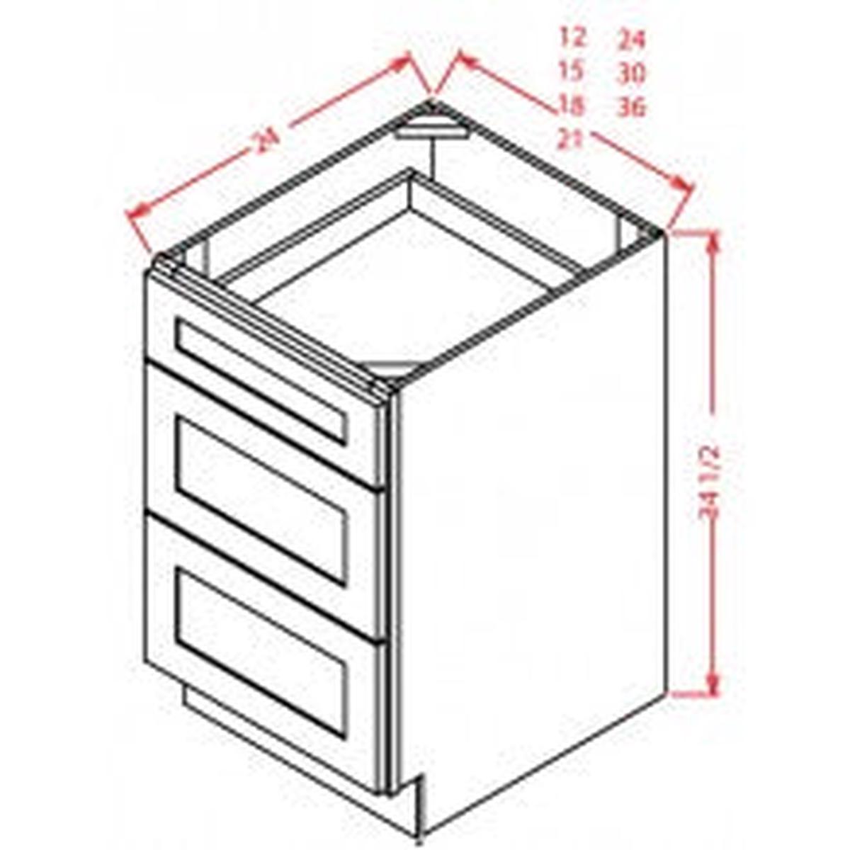 Casselberry Antique White 24″ 3-Drawer Base Cabinet Pre-Assembled