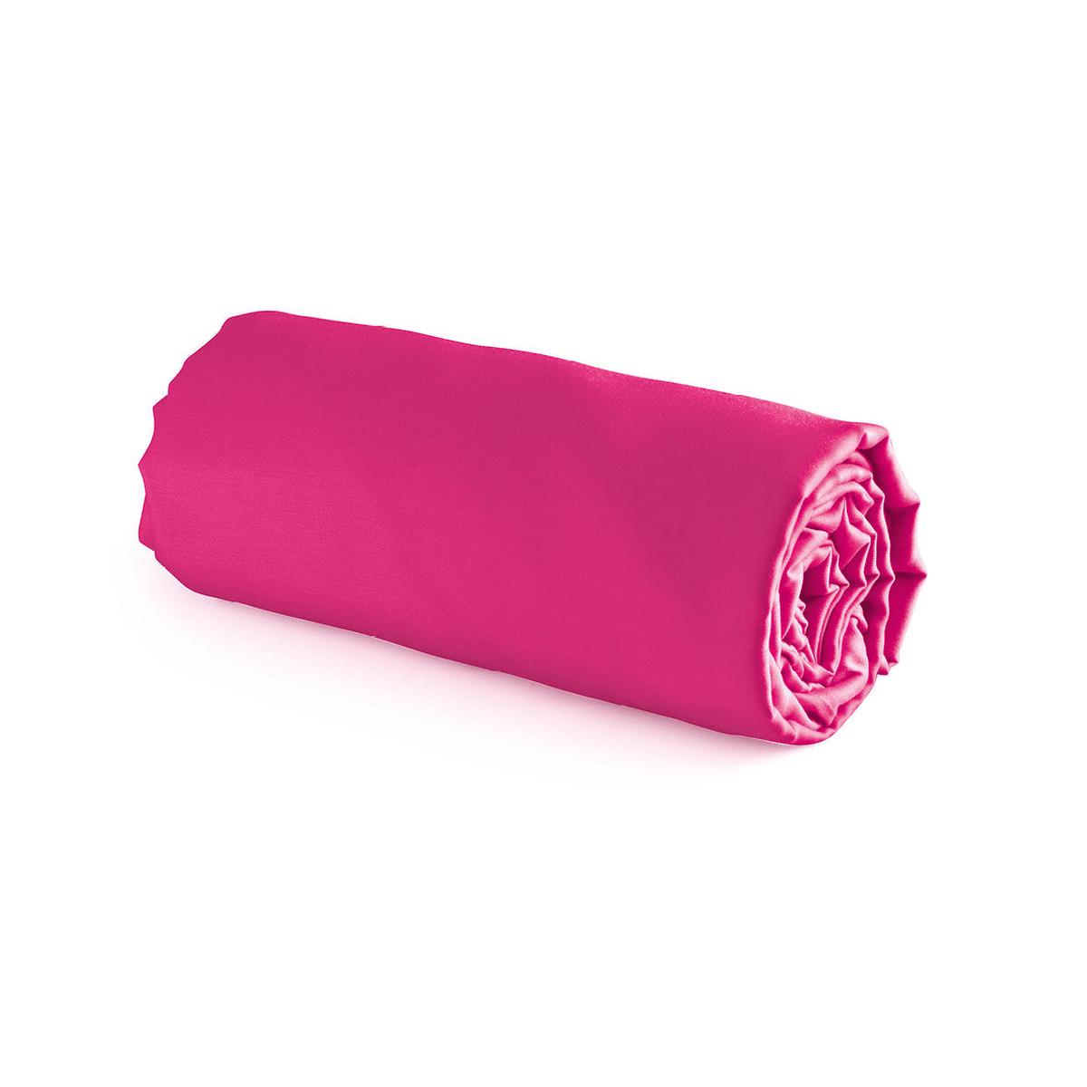 Fitted sheet cotton satin Uni Fuchsia – 80 x 200 x 30 cm – 180 x 200 cm