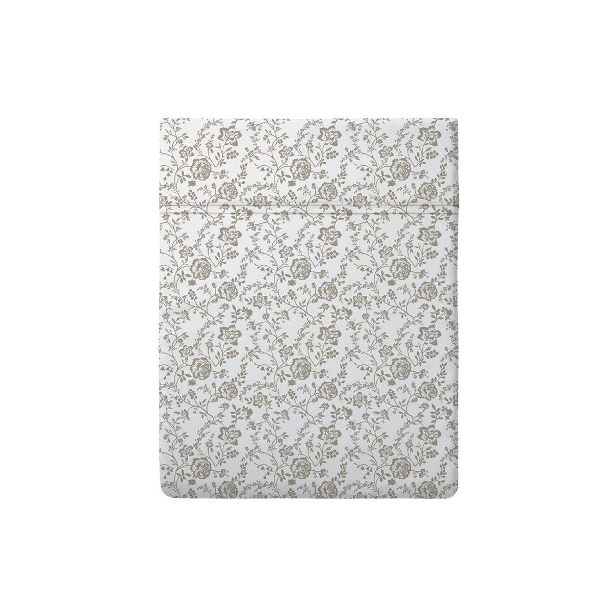 Flat sheet baby in cotton satin – Floraison de Roses white/taupe