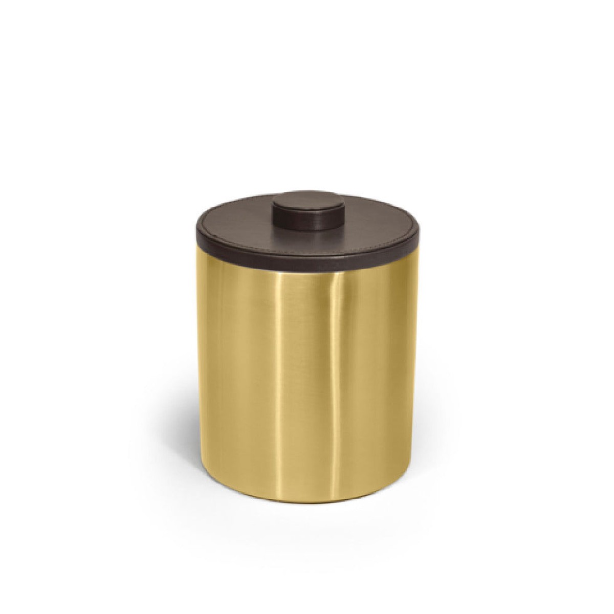FOH RIB066GOS21 2qt Round Stainless Ice Bucket Matte Brass With London Brown Lid