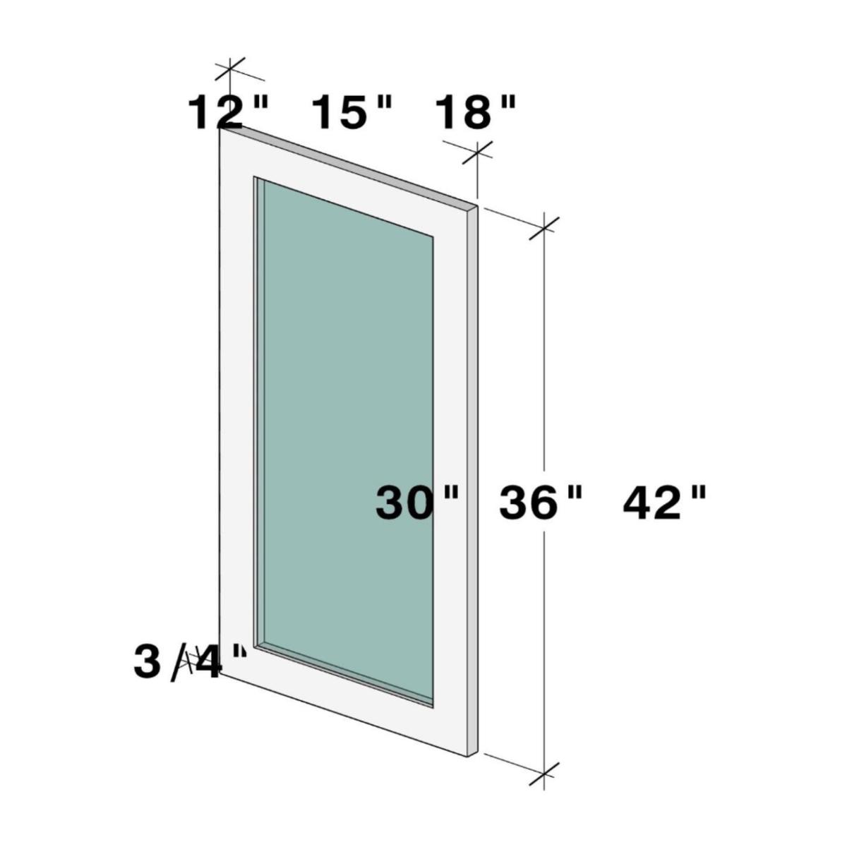 Graphite Shaker Wall Cabinet Glass Door Only W12″ X H42″ X D0.75″