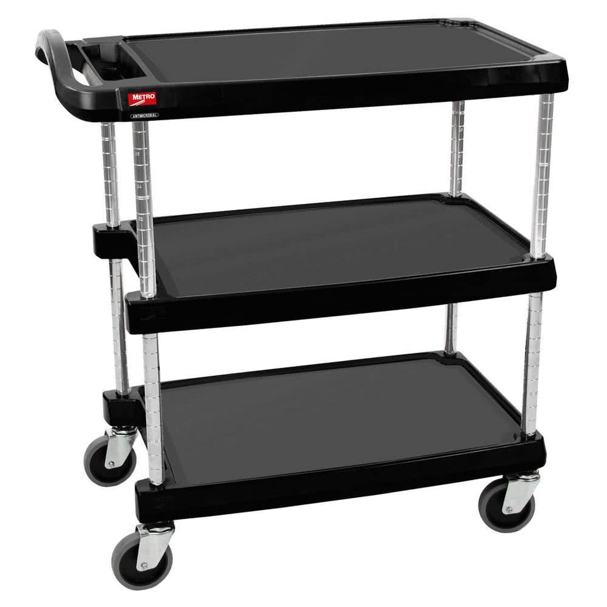 Metro MyCart MY1627-34BL 18″ x 32″ Black Utility Cart With 3 Shelves