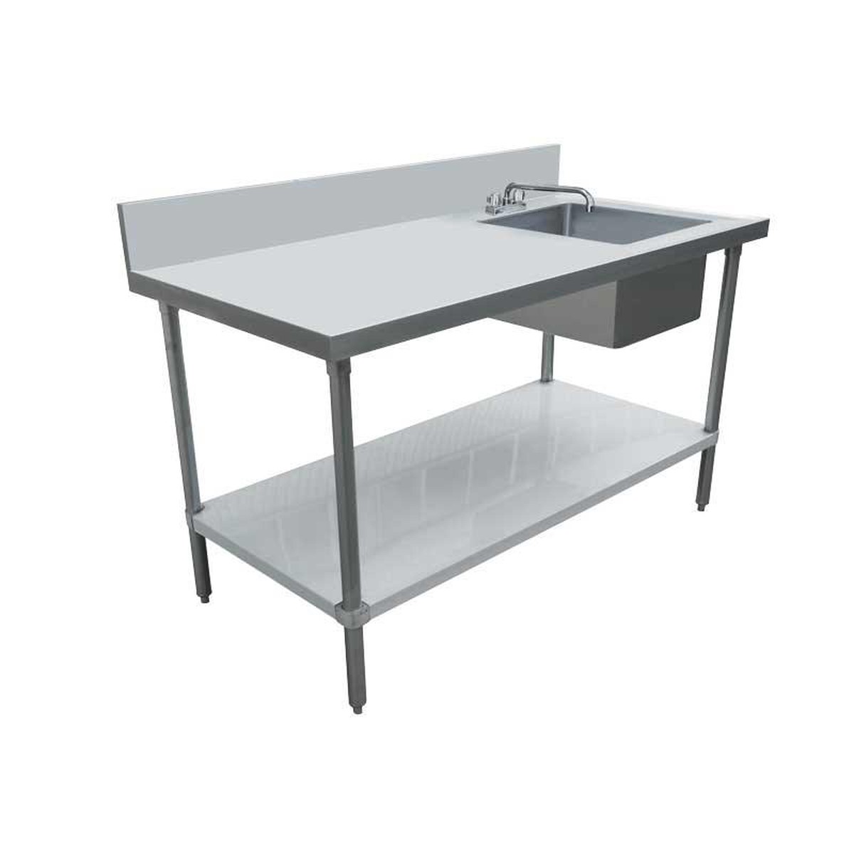 Nella 24″ x 60″ Stainless Steel Table with Right Sink and 6″ Backsplash – 44300