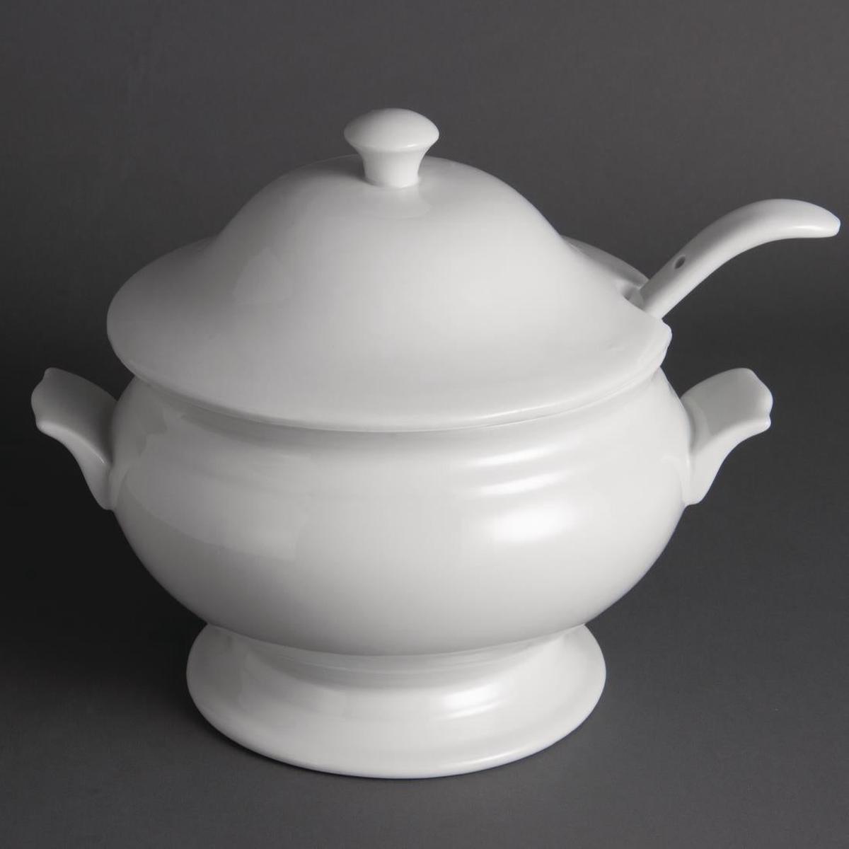 Olympia Whiteware Soup Tureen & Ladle White – 227x250mm PAS-Y094