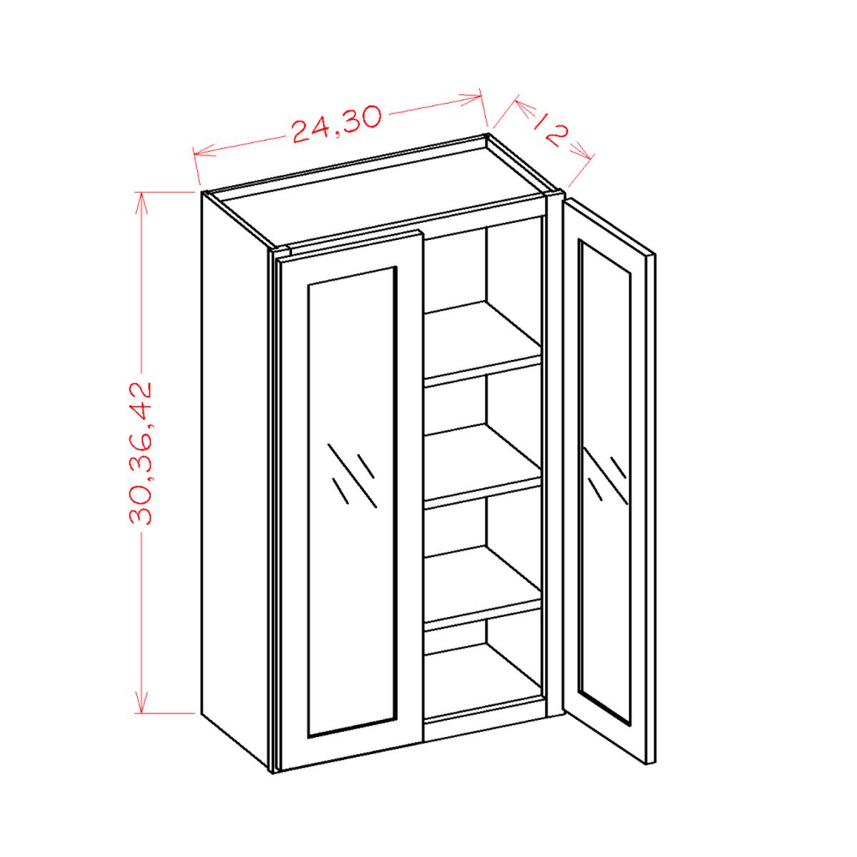 Shaker Ivy 24″ W x 42″ H Wall Glass Door Cabinet with Finished Interior – Glass not Included