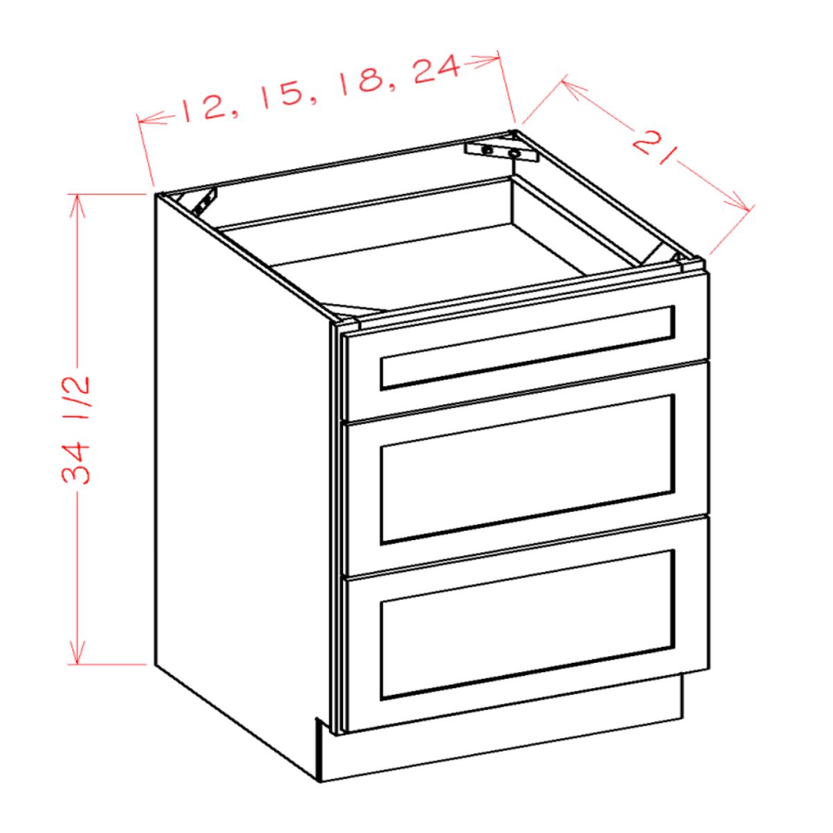 Shaker Ivy Three Drawer 24″ Vanity Base Cabinet