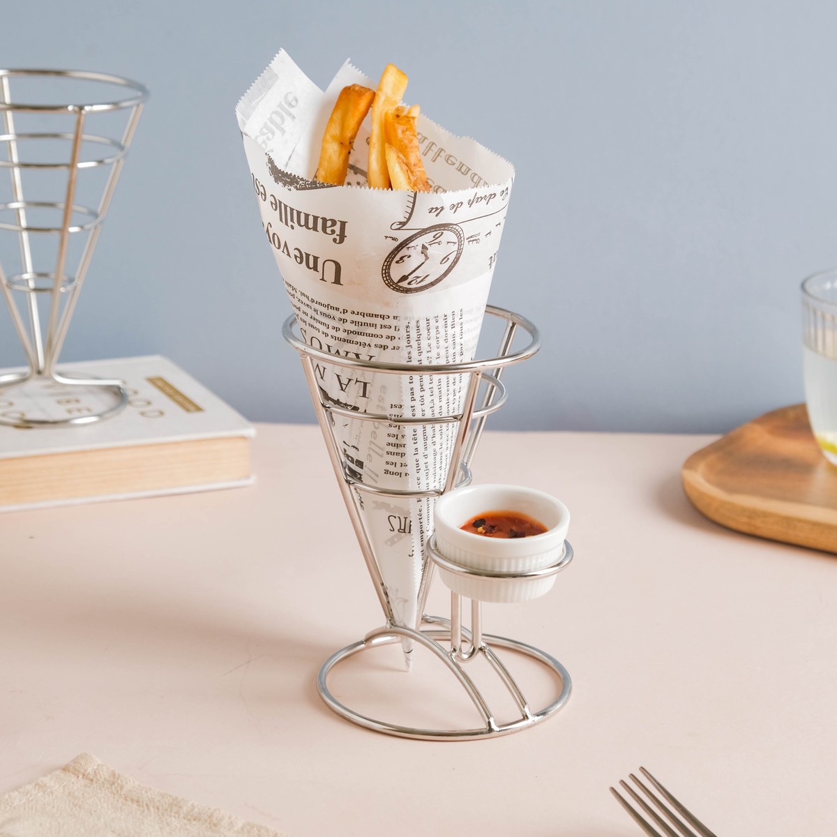 Silver Finger Food Basket With Dip Bowl