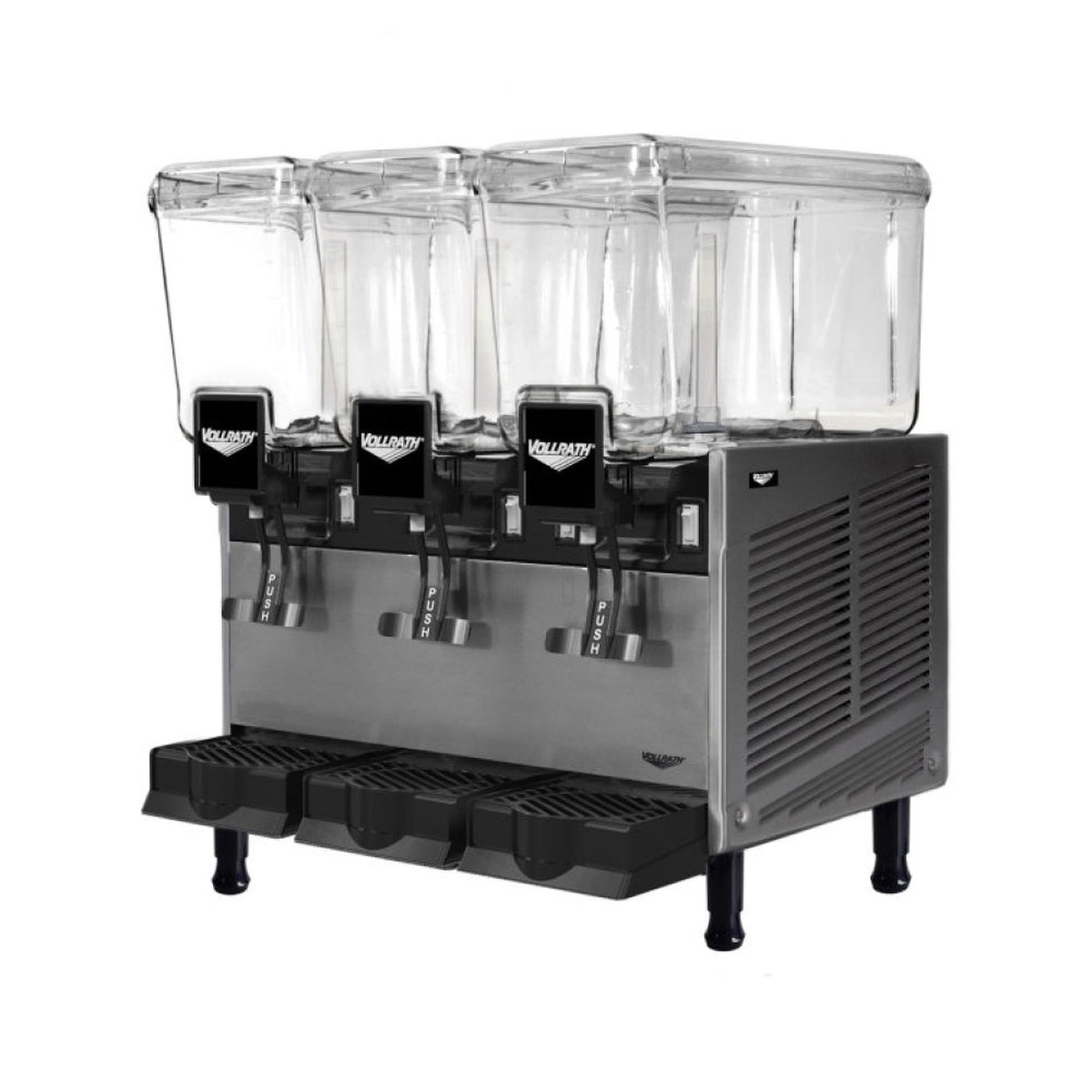 Vollrath VBBD3-37-F 9.5 Gal. Triple Tank Refrigerated Beverage Dispenser with Fountain Spray Circulation
