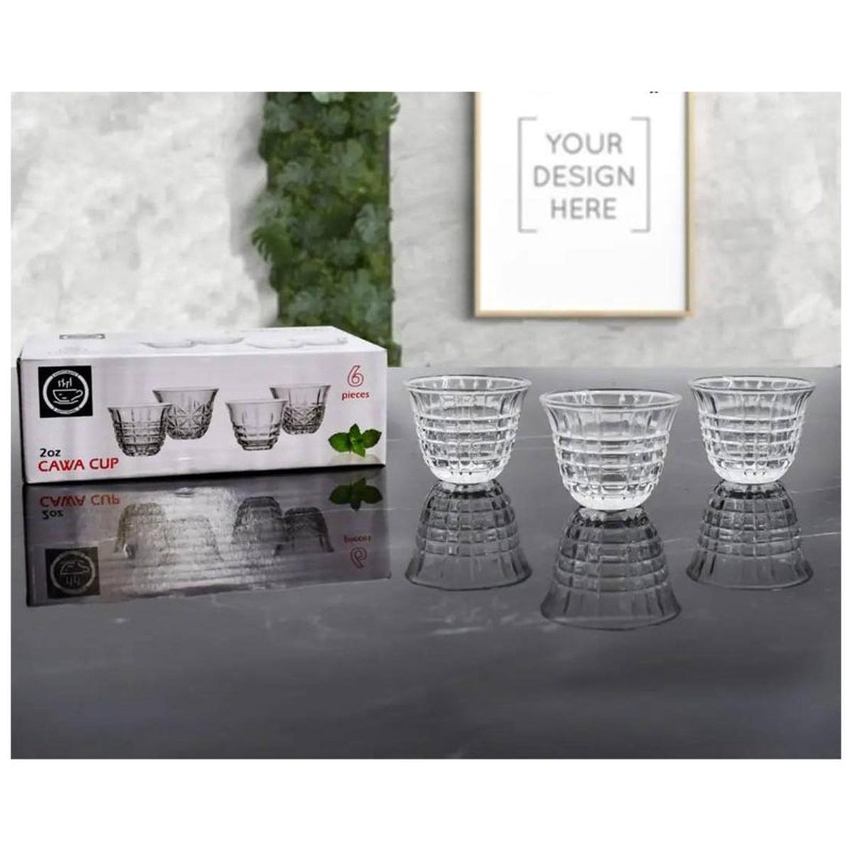 6Pc Glass Gahwa Cup Set-Clear