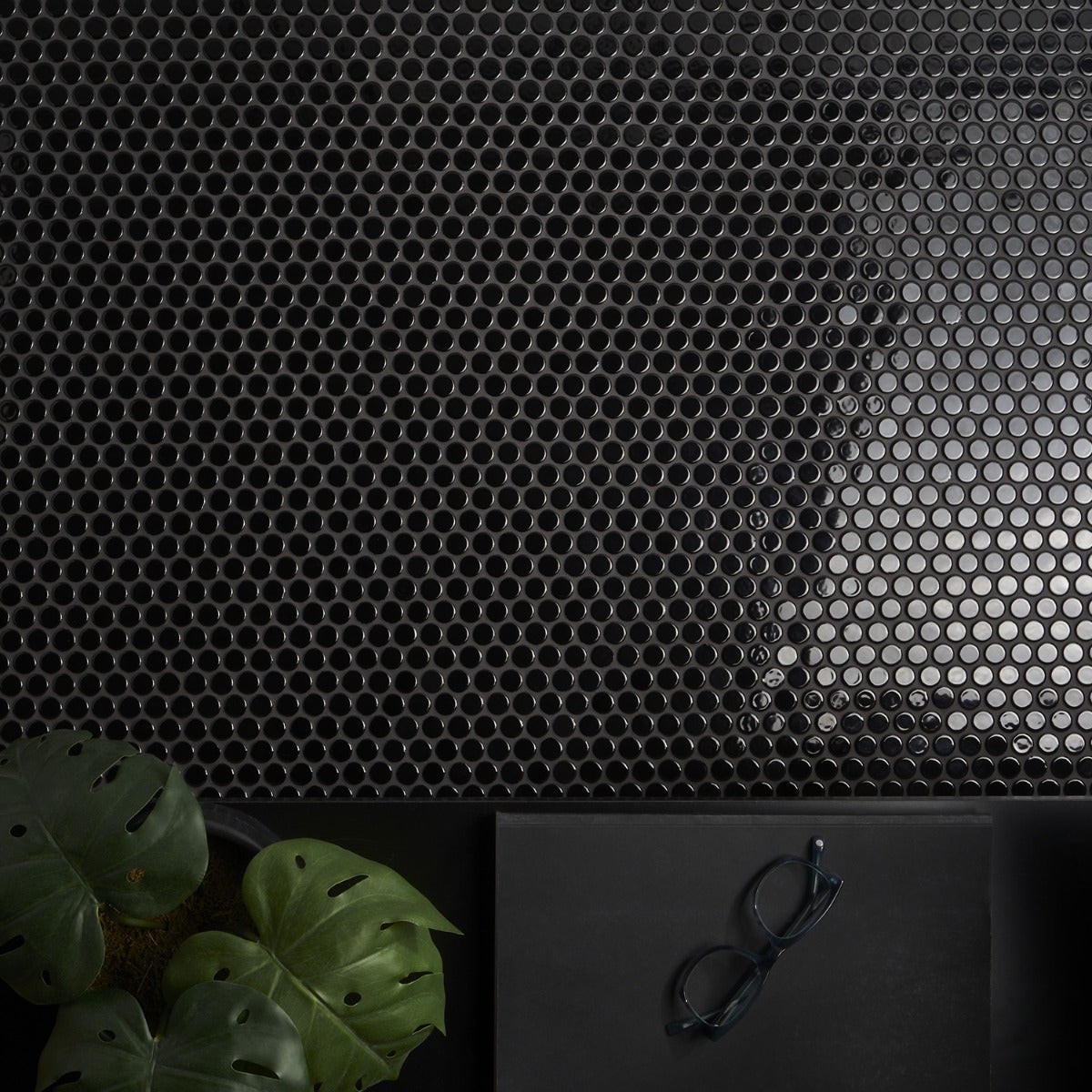 Eden Black Penny Round Polished Porcelain Mosaic Tile – Lux Tile