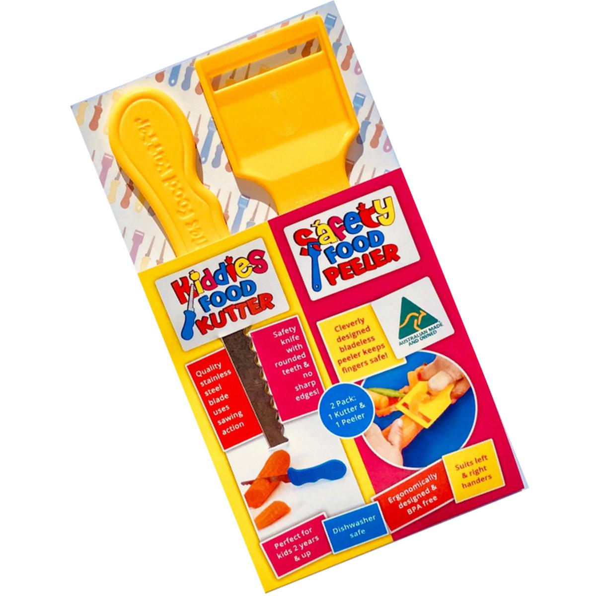 Kiddies Food Kutter and Safety Food Peeler Twin Pack Yellow