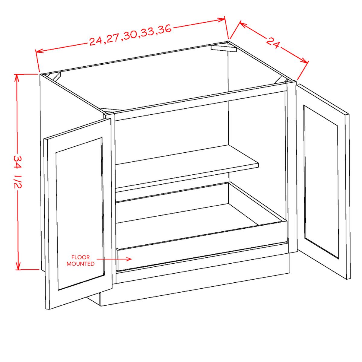 Shaker Cinder 30″ Full Height Door Base Cabinet w/ 1 Rollout Shelf Pre-Assembled
