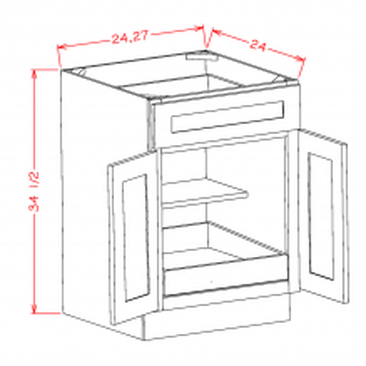 Shaker Navy Blue 27″ Base Cabinet w/ 1 Rollout Shelf Pre-Assembled