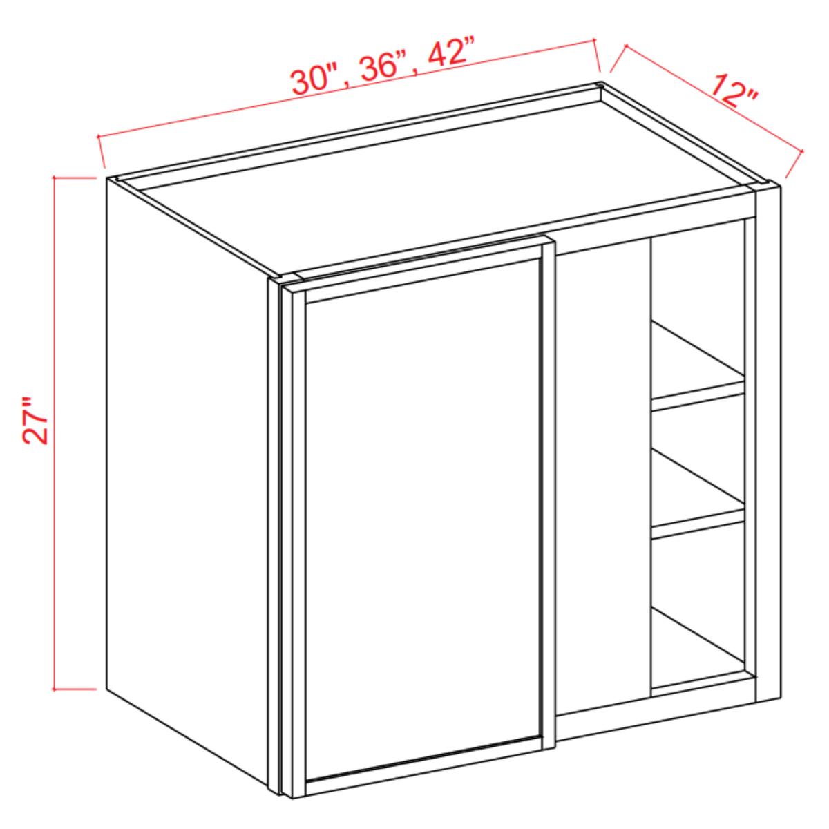 Slim Shaker White Oak Wall Blind Corner Cabinet – 27″W x 36″H x 12″D – 1D -2S