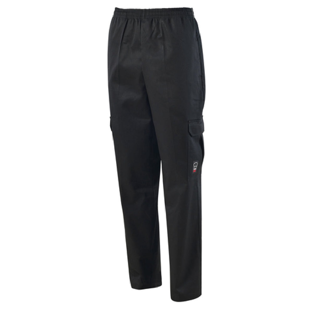 Winco UNF-11KS Small Cargo Chef Pants Straight Leg Black Poly-Cotton with Drawstring