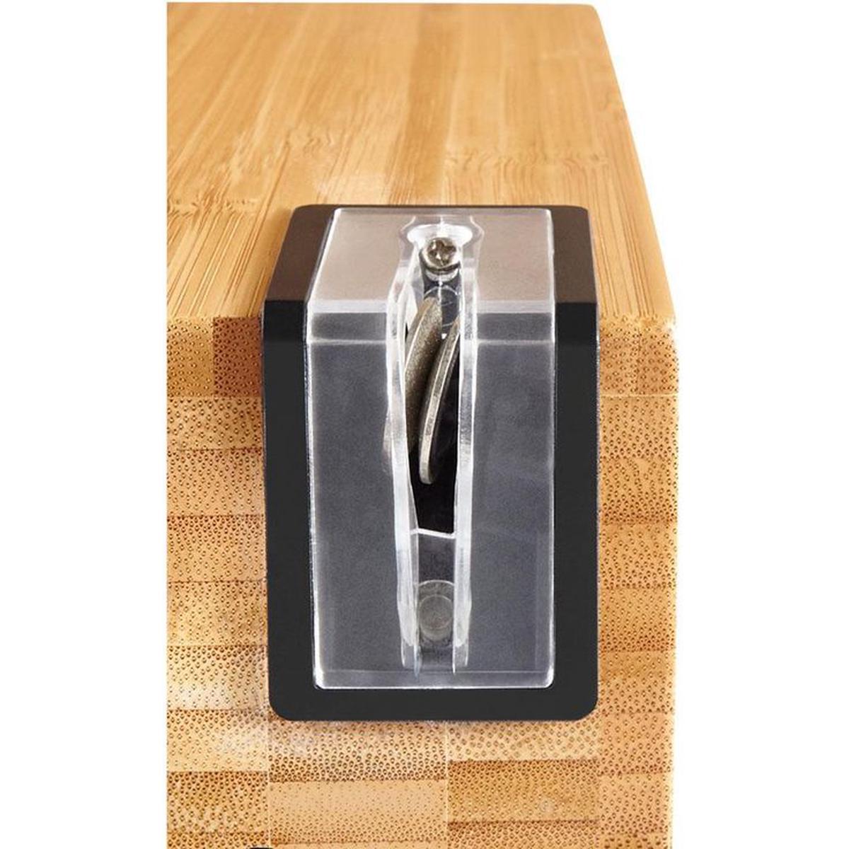 12-Piece Classic Forged Brushed Stainless Steel Knife Set with Bamboo Storage Block