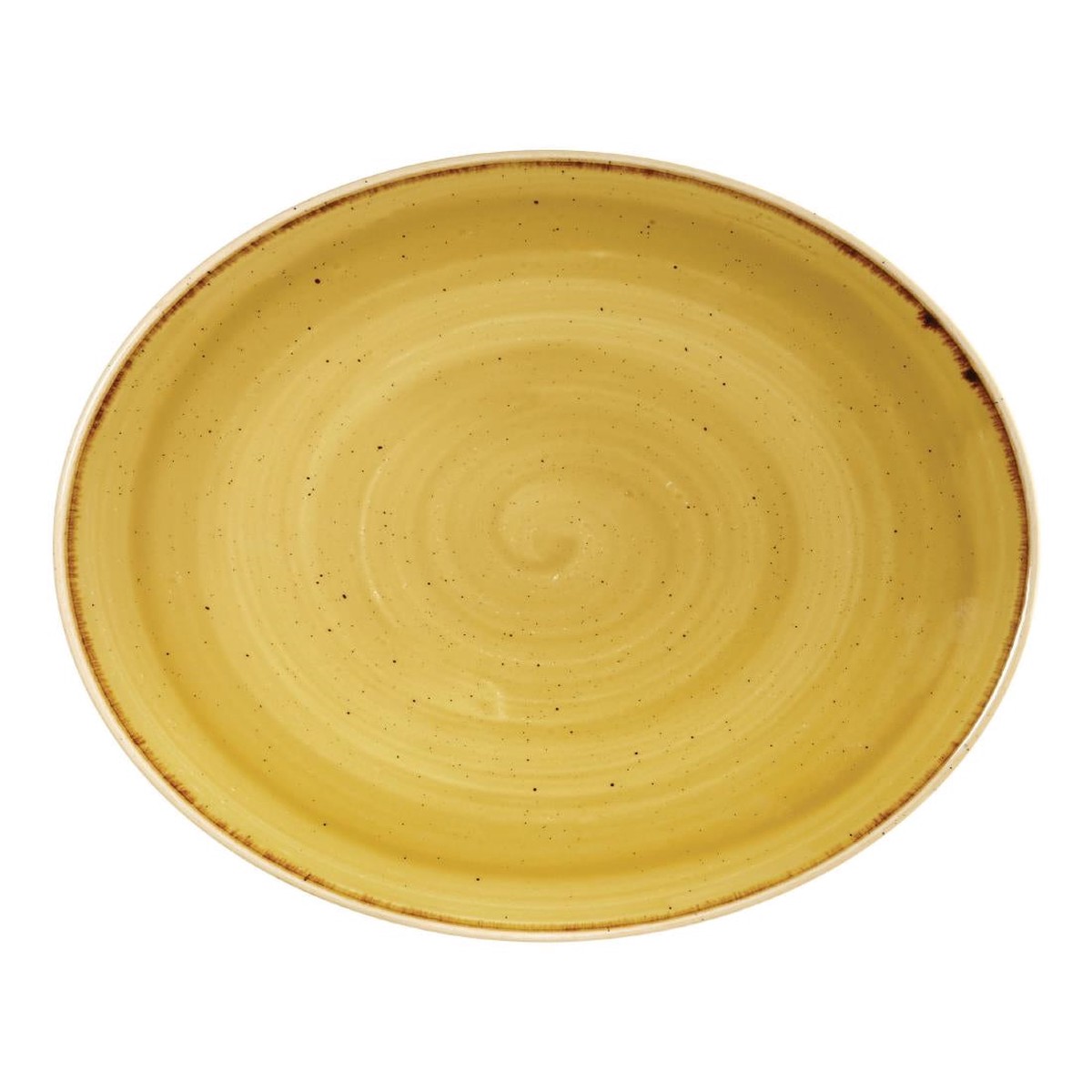 Churchill Stonecast Oval Coupe Plate Mustard Seed Yellow 192mm (12 Pack)