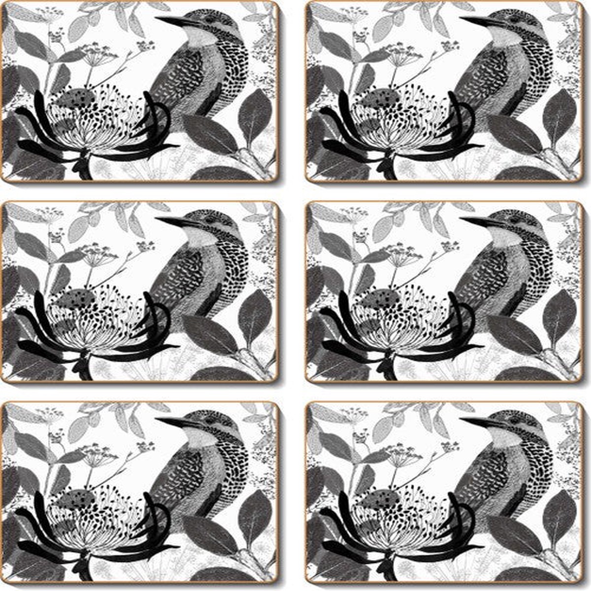 Cinnamon ‘Kingfisher & Waratah’ Coasters Set of 6