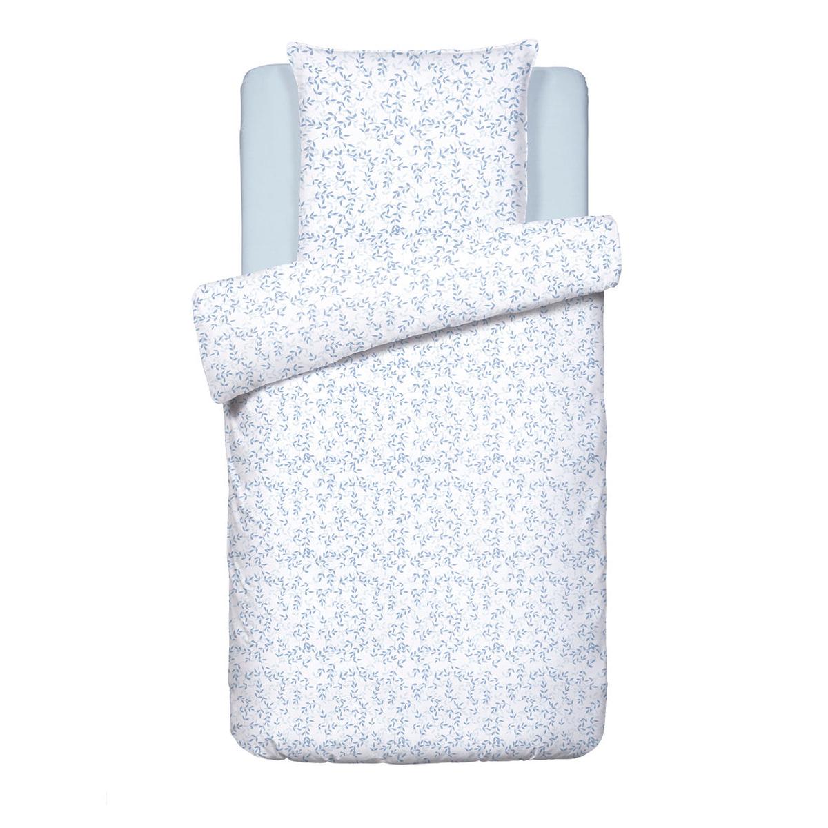 Duvet cover + pillowcase(s) cotton satin – Feuilles de Frne white – 135 x 200 cm + 80 x 80 cm