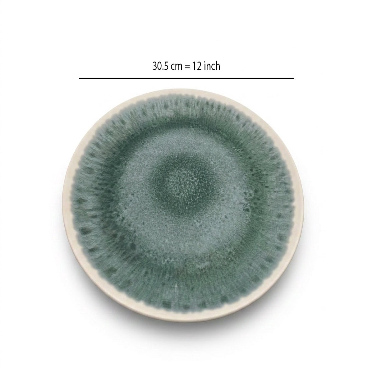 Green Marble Design Round Melamine Tray; 12″