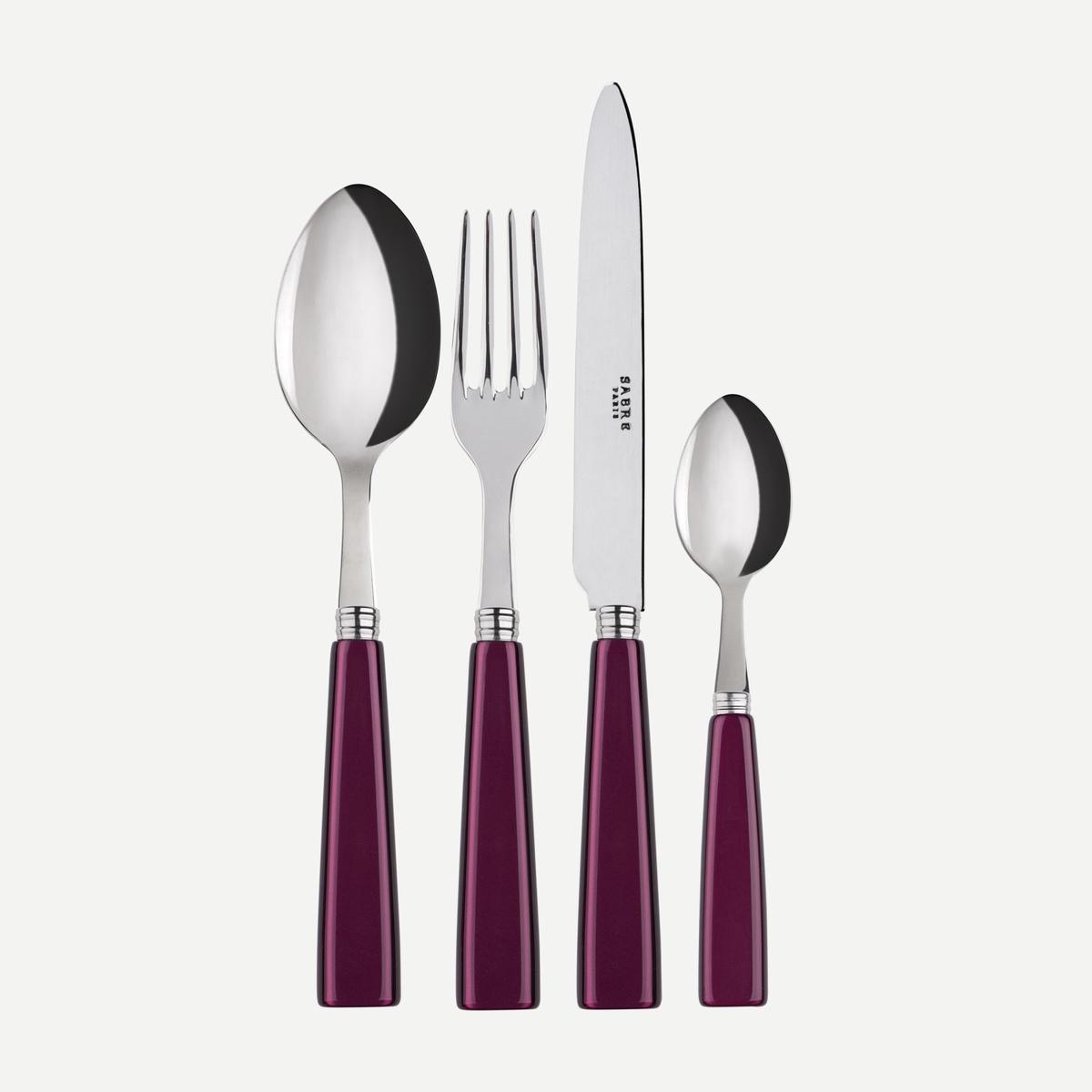 Icne, Aubergine – 4 pieces cutlery set