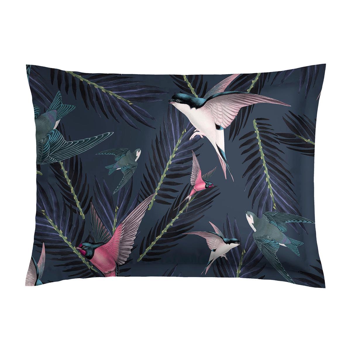 Pillowcase(s) cotton satin – Hirondelles Blue – 2 x (50 x 70 cm)