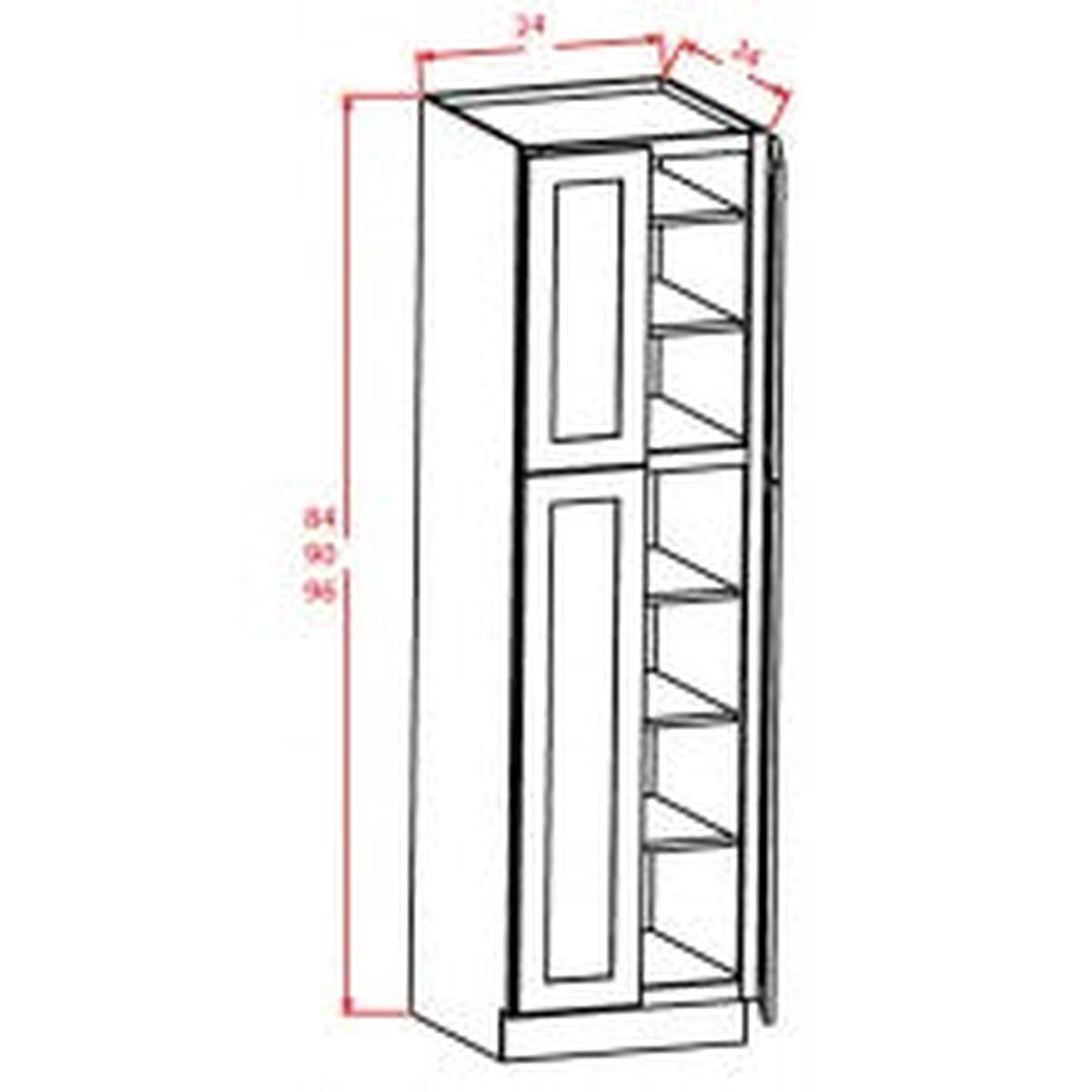 Rustic Shaker 24″W x 90″H Wall Pantry Pre-Assembled