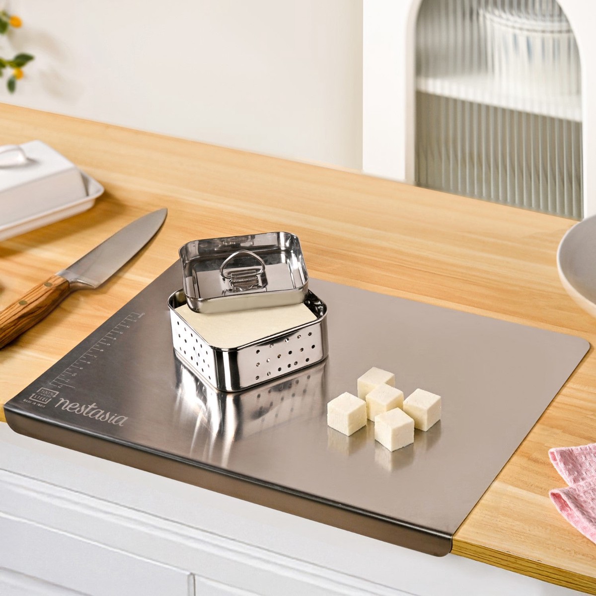 Stainless Steel Paneer Maker And Chopping Board Set Of 2