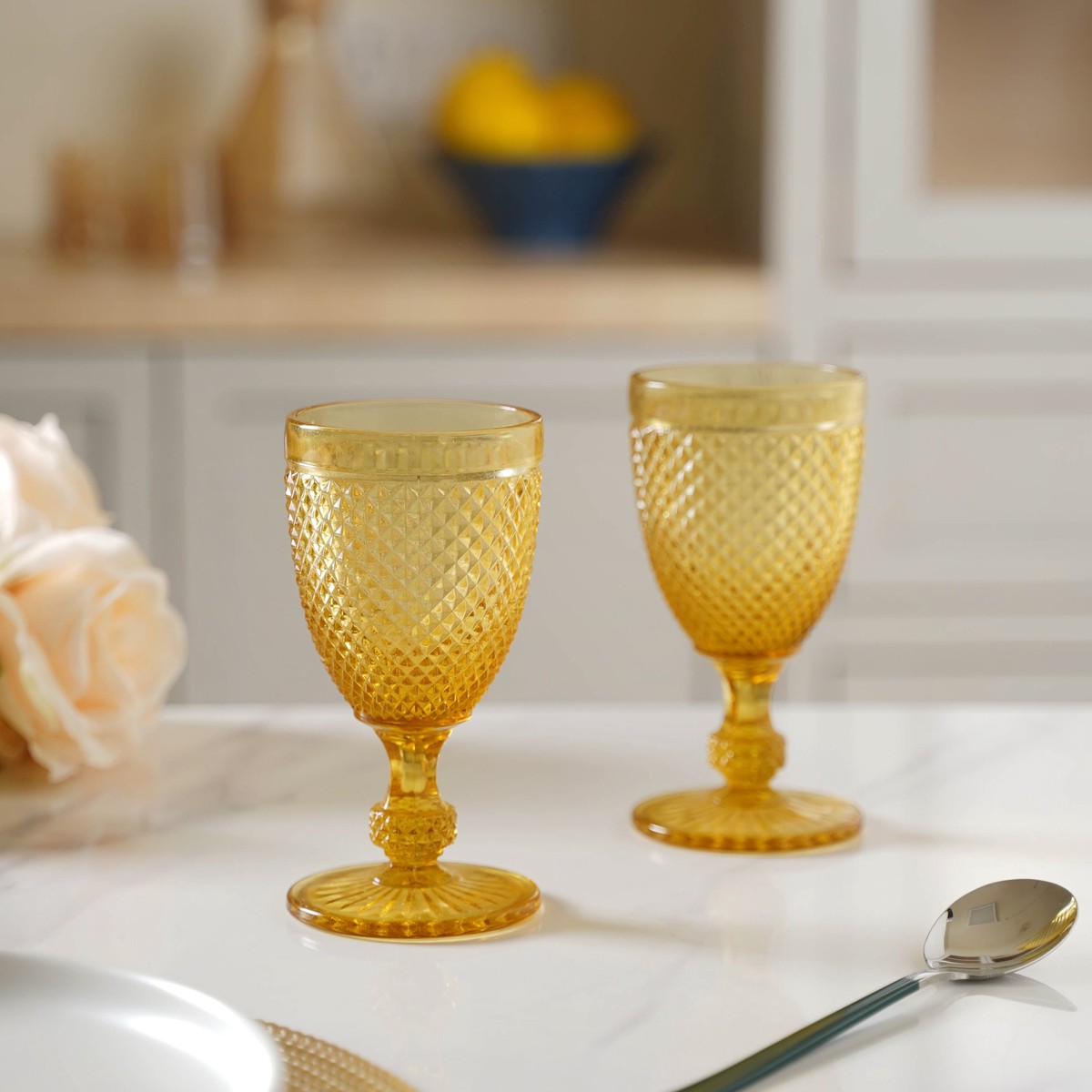 Stemmed Crystal Glass Set of 2