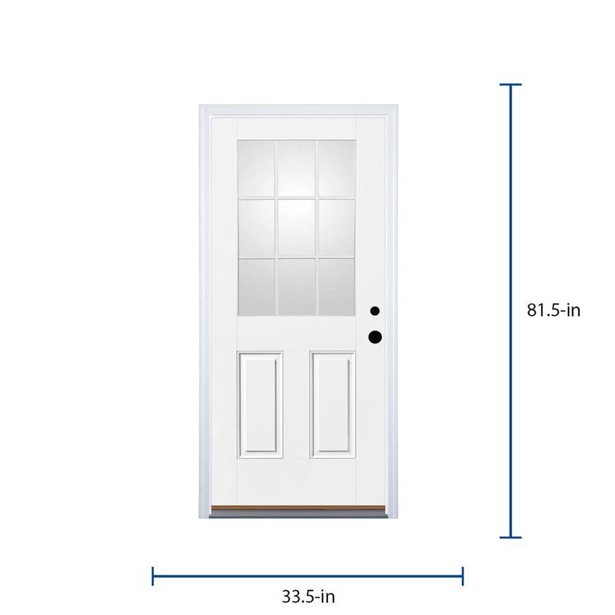 Therma-Tru Benchmark Doors 32-in x 80-in Fiberglass Half-Lite Left-Hand Inswing Ready-to-Paint Unfinished Prehung Single Front Door with Brickmould