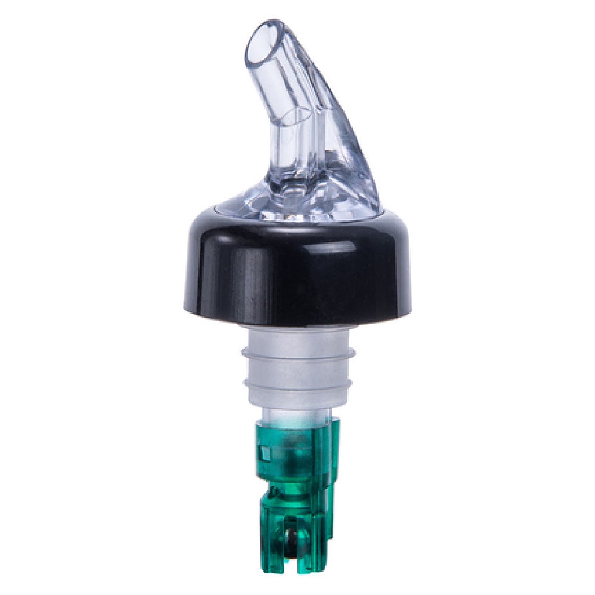 Winco PPA-075 3/4 Oz Liquor Pourer With Black Collar Poly Plastic Clear Spout