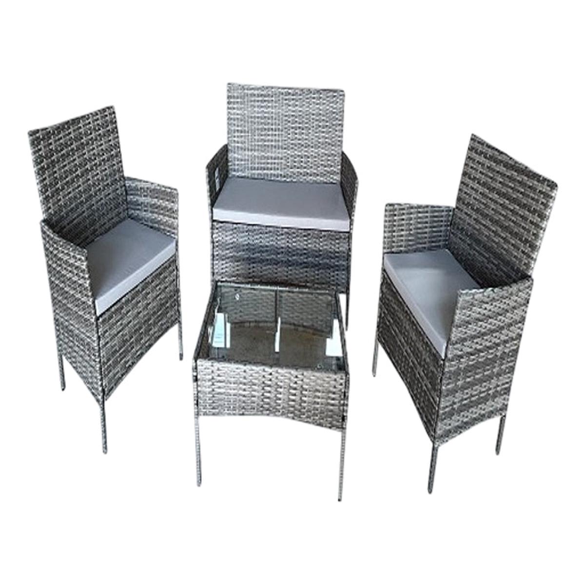 4Pc Rattan Sofa Set – Grey