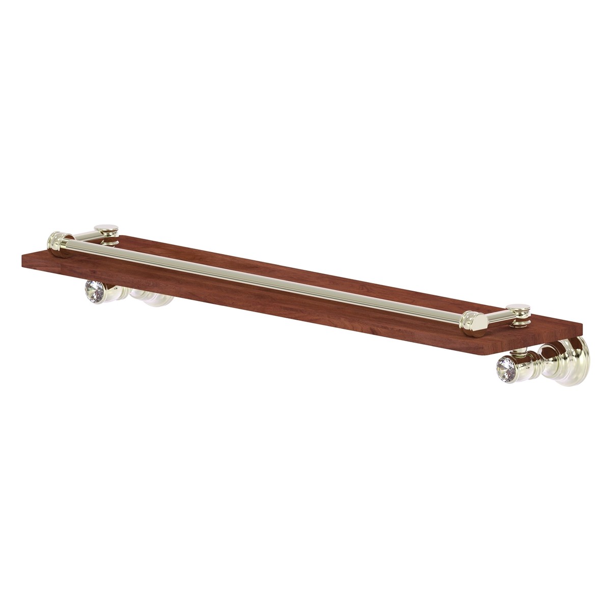 Allied Brass Carolina Crystal Polished Nickel 1-Tier Brass Wall Mount Bathroom Shelf, 22 x 5 in