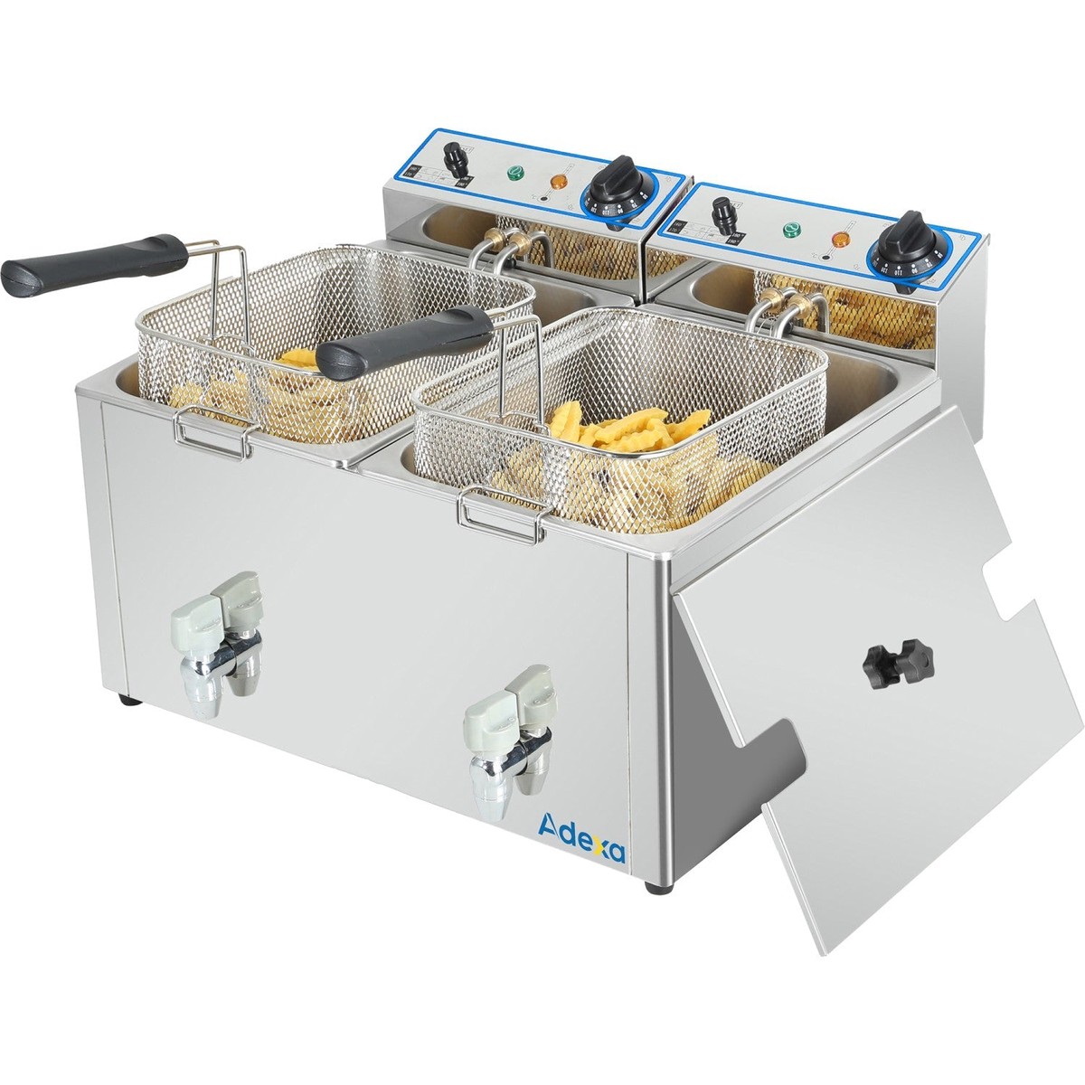 Commercial Electric Deep Fryer Countertop Double Tank 2×8 Litres 530x450x360mm | Afr004