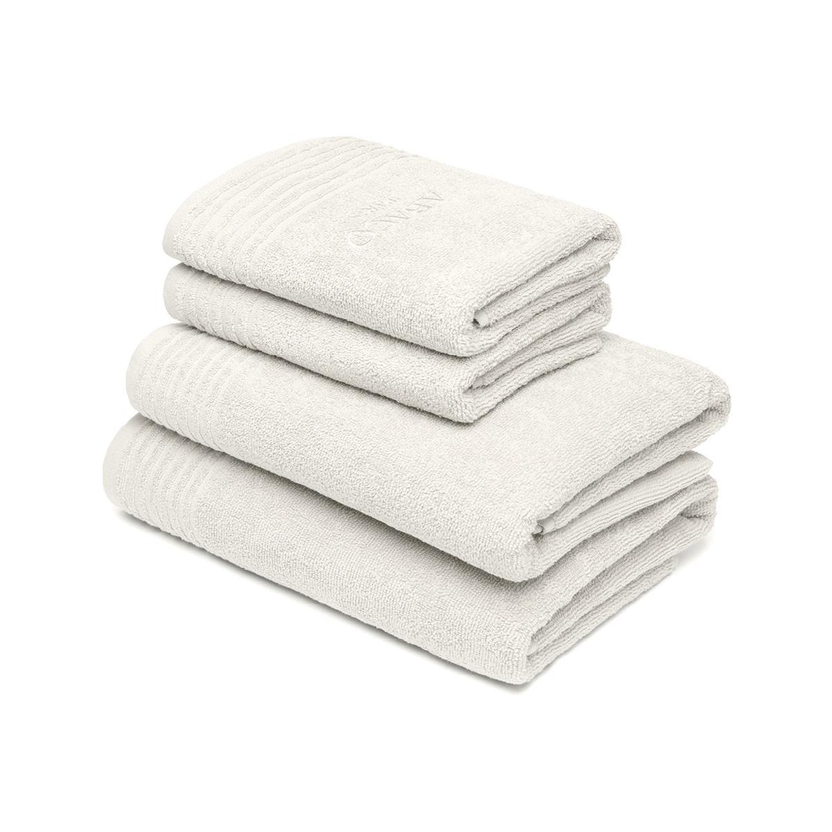 Hand towel + bath towel combed cotton LT – Ecume – 2 x (50 x 100 cm) + 2 x (70 x 140 cm) – White