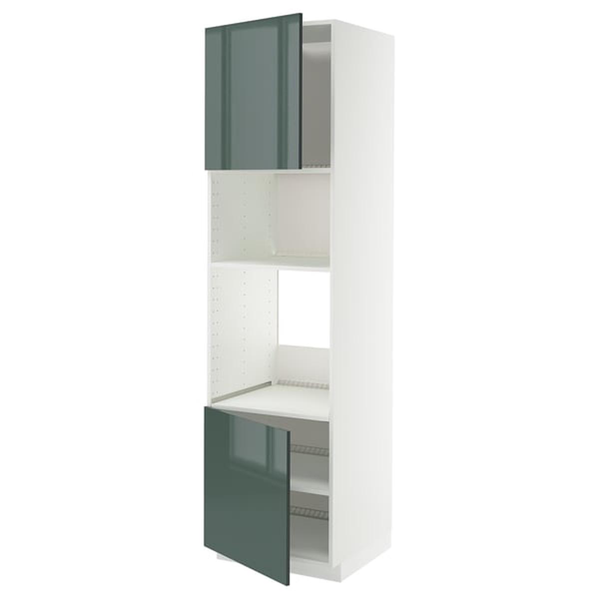 METOD high cabinet f built-in appliances, white/Kallarp high-gloss dark grey-green, 60x60x220 cm
