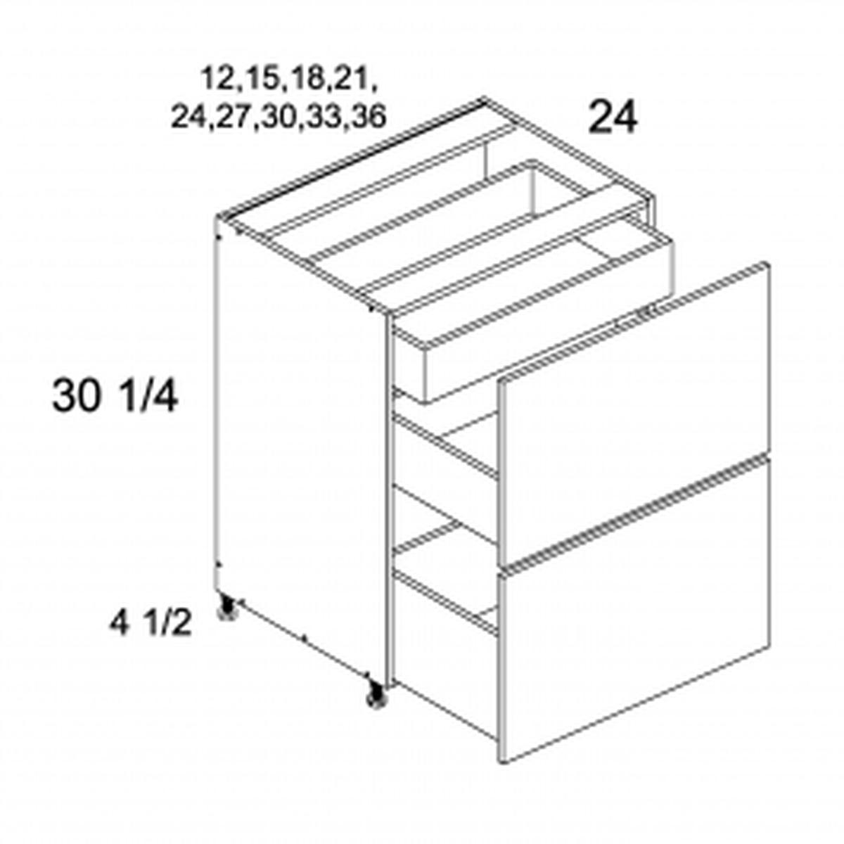Palermo Gloss White 36″ W Two Drawer/One Inner Drawer Base