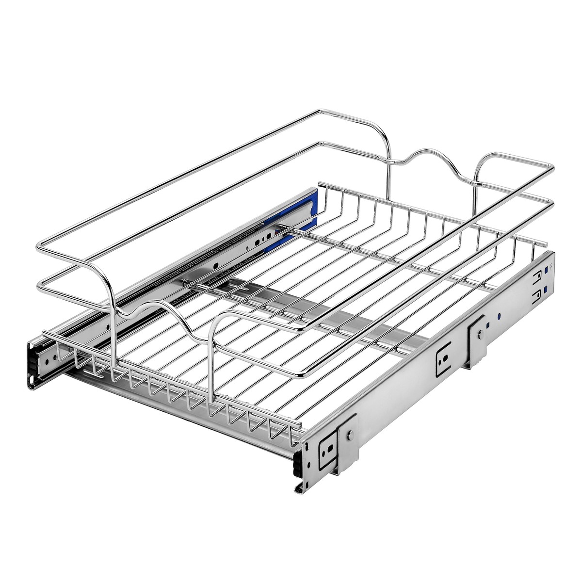 Rev-A-Shelf 14.5-in W x 6-in H Single-Tier Soft-Close Pull-Out Chrome Metal Basket Organizer (22-in D)