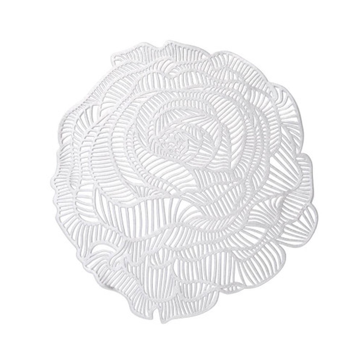 Rose Round Placemat – Silver, 15-in