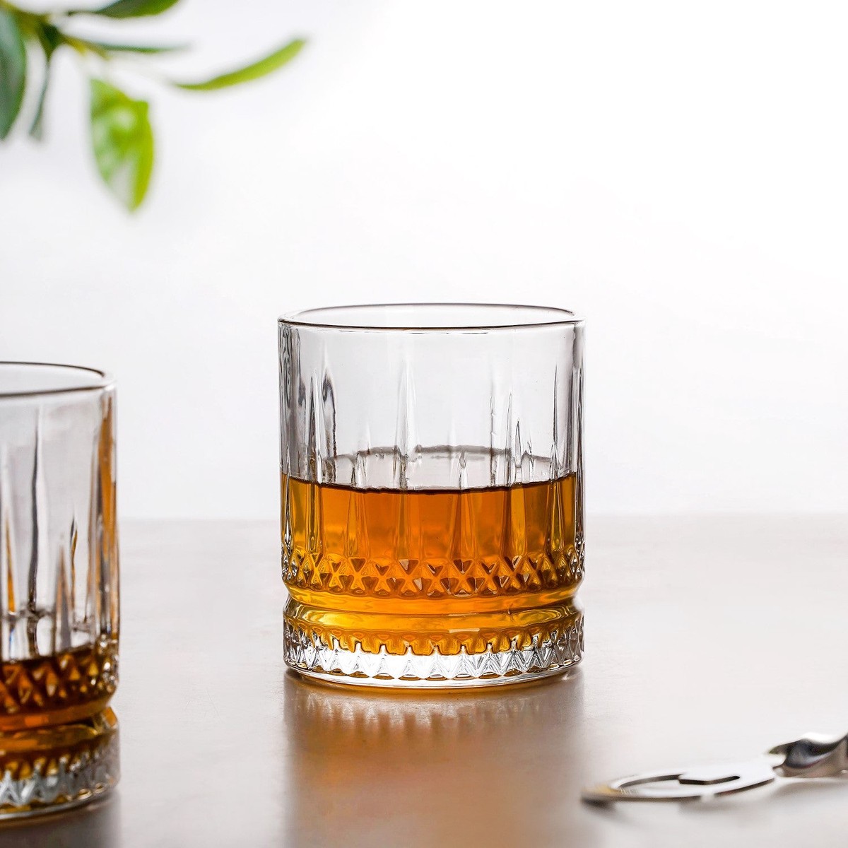 Set Of 6 Premium Ribbed Whiskey Glasses 220ml