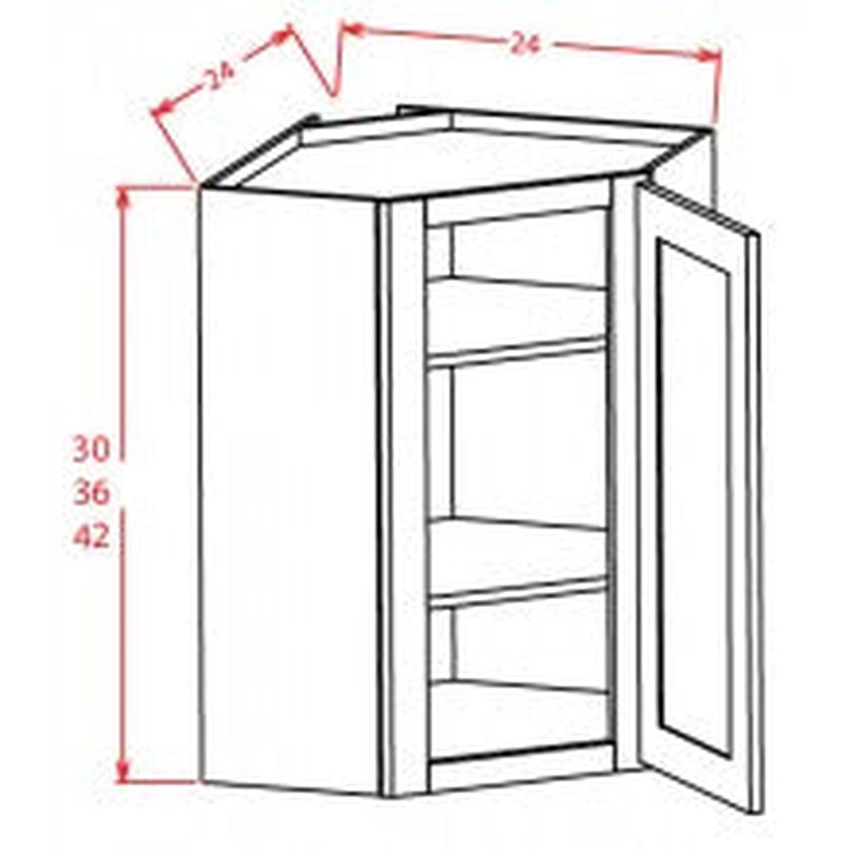 Shaker Dove 24″ W x 42″ H Wall Diagonal Corner Cabinet