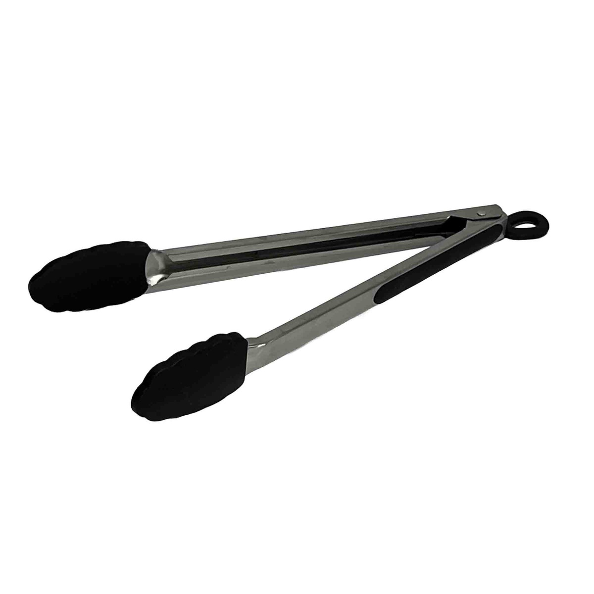 Tablecraft CW404 13-1/2 Inch Long Utility Tongs with Locking Feature Black Silicone