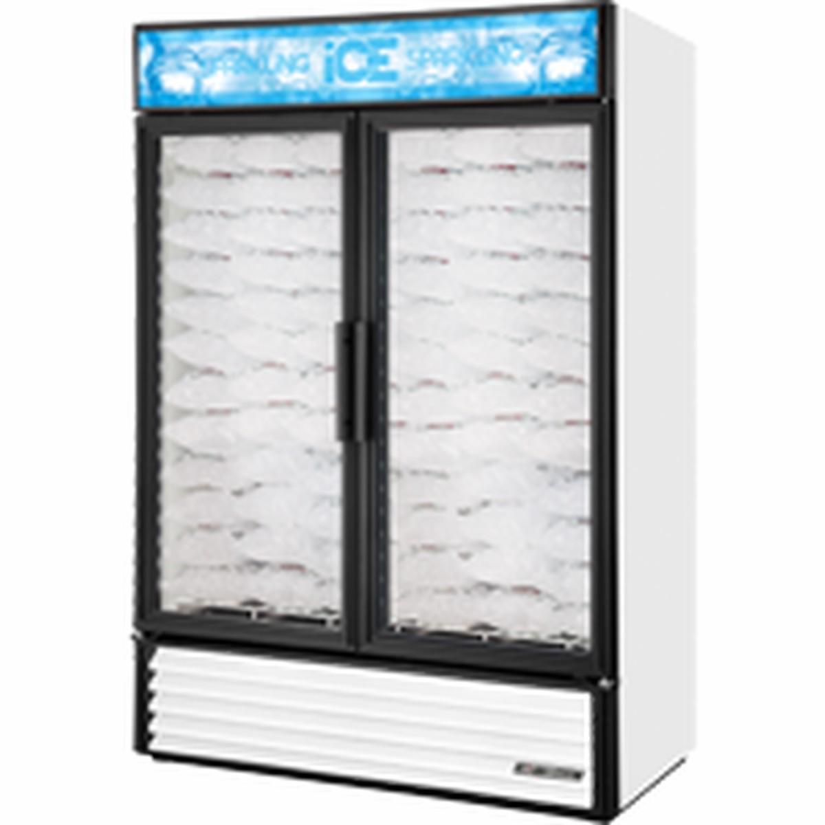True GDIM-49NT-HC~TSL01 Two-Section Ice Merchandiser with (2) Glass Doors