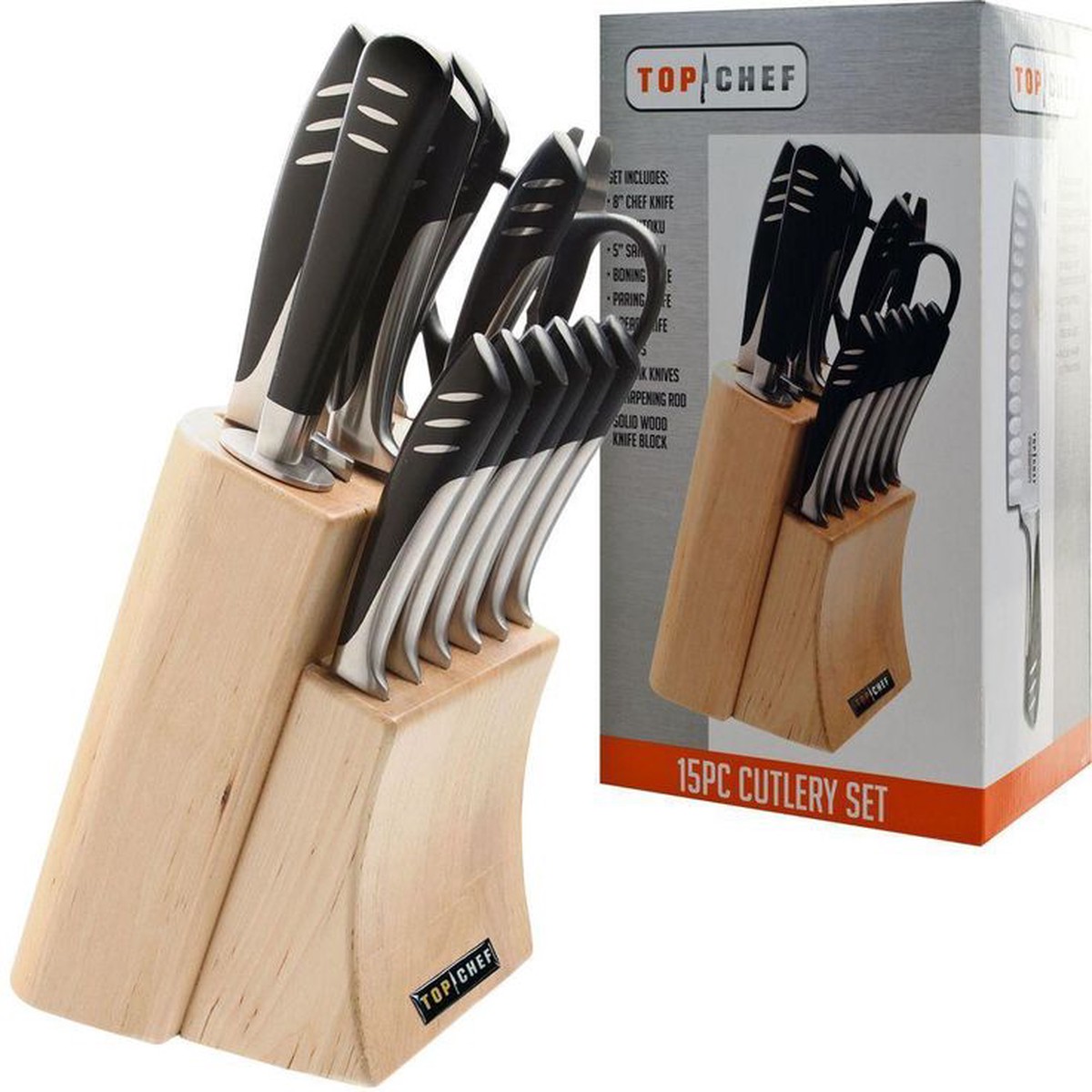 15-Piece Knife Set in Stainless Steel