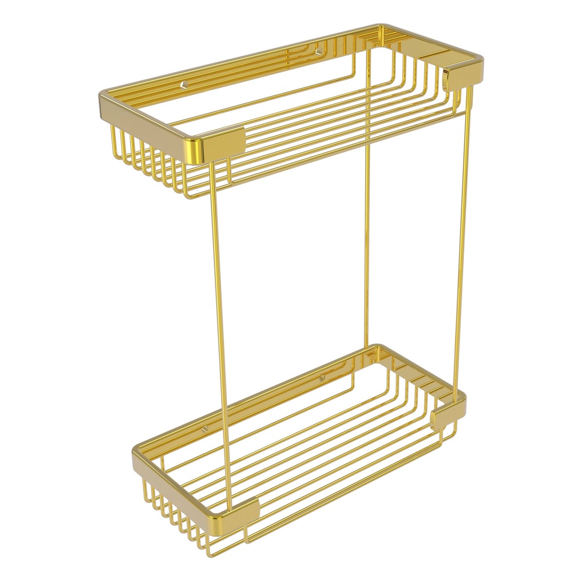 Allied Brass Double Tier Rectangular Toiletry Shower Basket in Matte White, 10.5 x 12 x 4.8 in