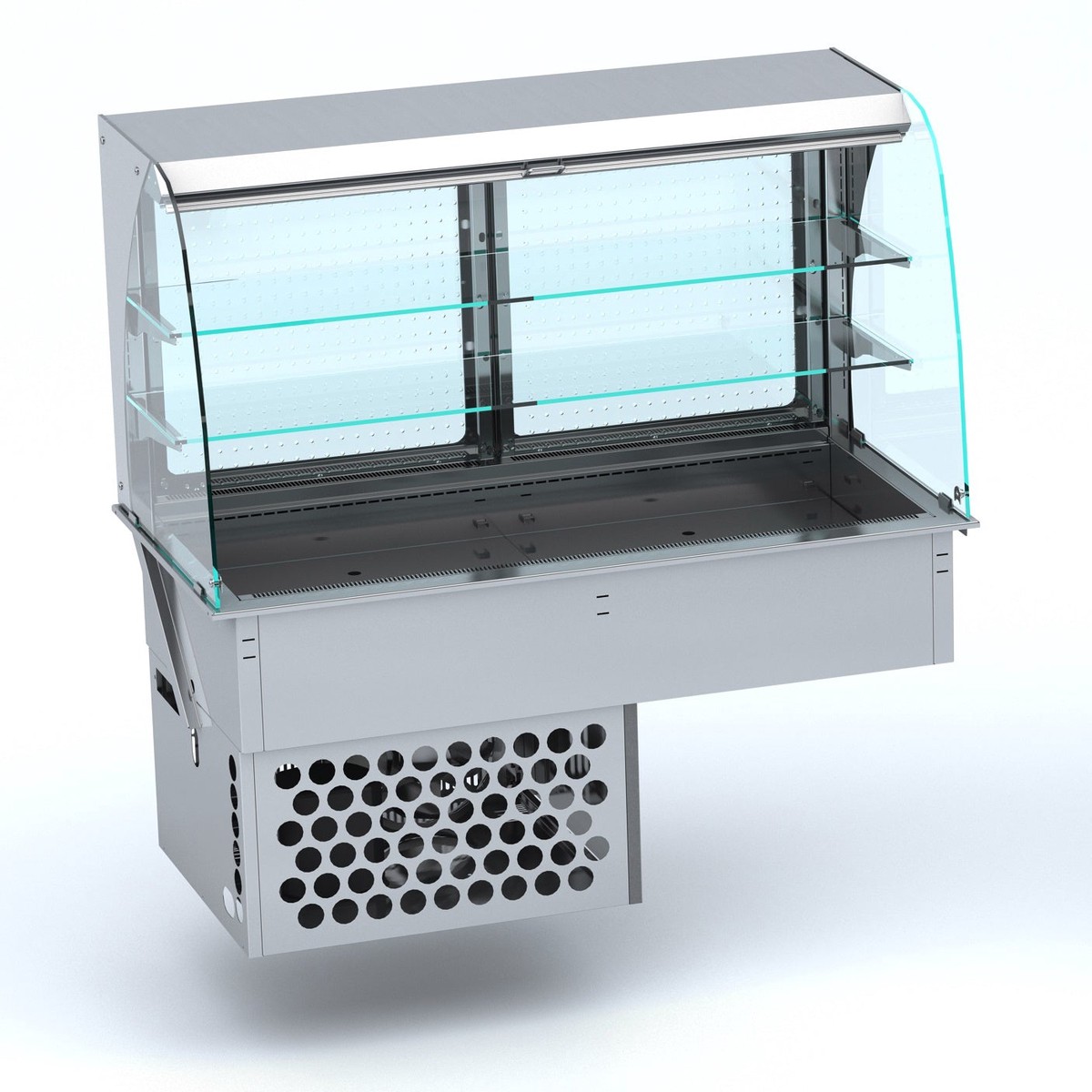 Combisteel Drop-In Curved Refrigerated Display Roll-Up Cover – 4/1 GN Capacity – Ventilated Cooling – LED Lights – Automatic Defrost