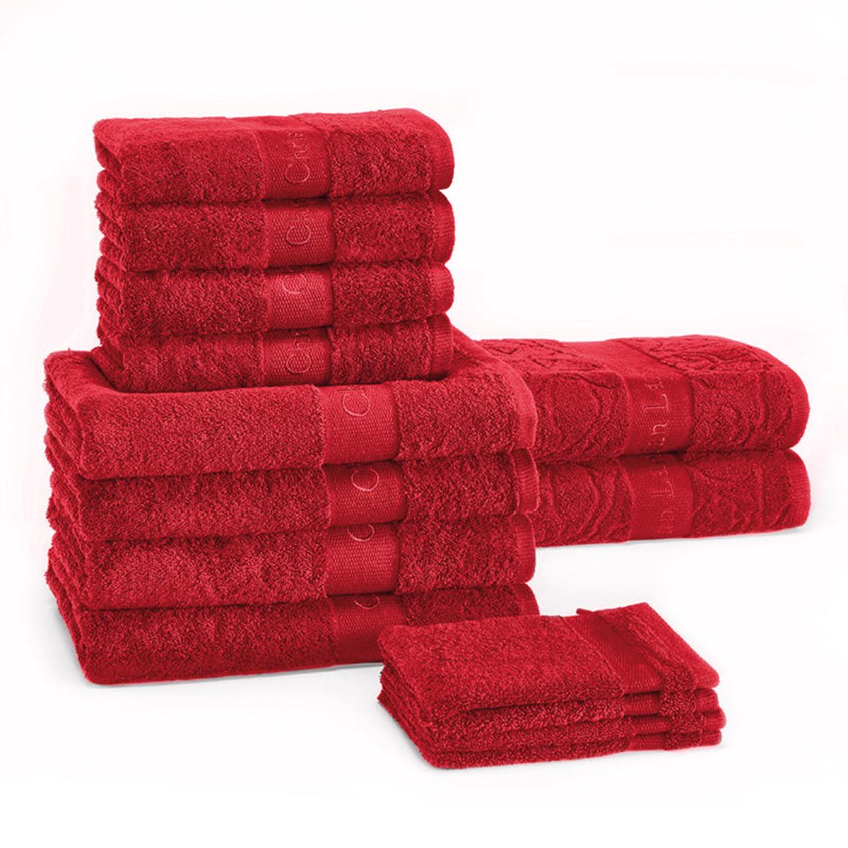 Complete bath linen set combed cotton – Uni Burgundy