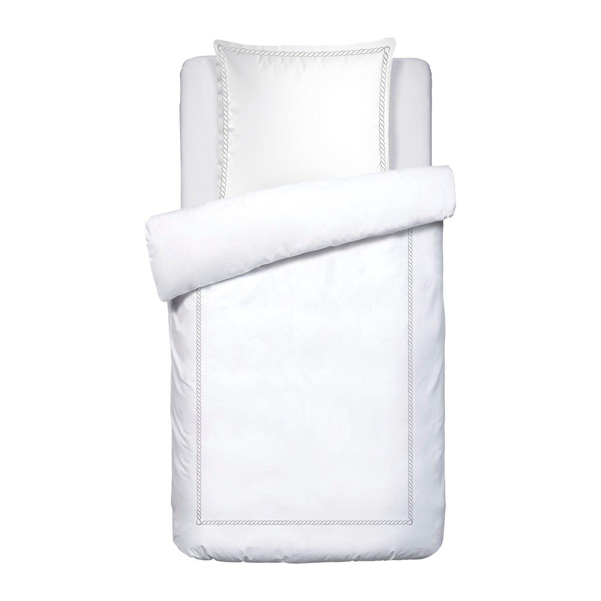 Duvet cover + pillowcase(s) cotton satin – Eclat de perle Grey / White – 135 x 200 cm + 80 x 80 cm