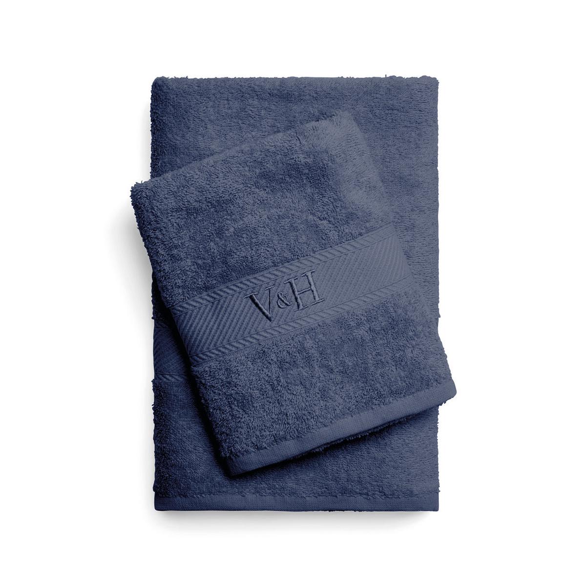Hand towel + bath towel combed cotton – Nuage – 50 x 100 cm + 70 x 140 cm – Blue grey